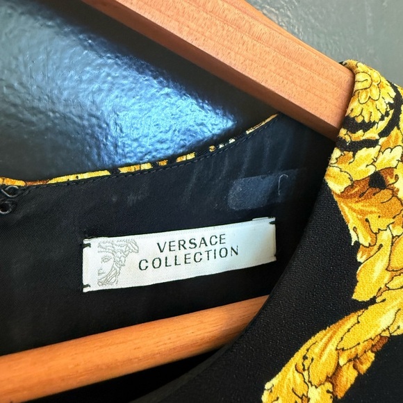 Versace Collection size 4 (44) EUC Black Midi Dress with Gold leopard- classic! - Picture 4 of 17